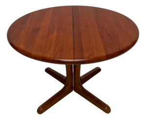 Vintage Danish Round Teak Extendable Dining Table by Langeskov Møbelfabrik, 1970s