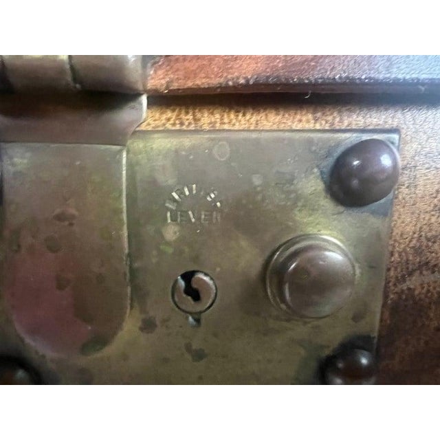 19th C. English Leather Coffee Table/Steamer Trunk For Sale - Image 9 of 12