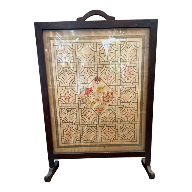 Victorian-Era Cheval/Horse Screen Antique Firescreen Asian Style For Sale
