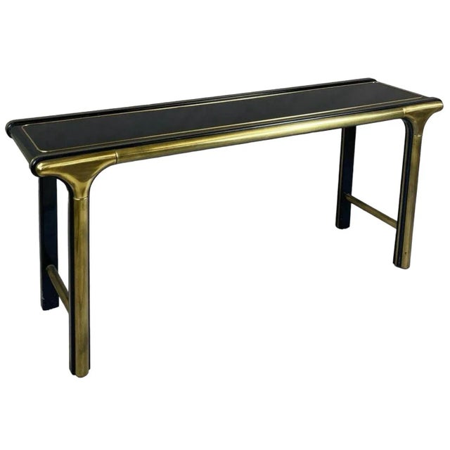 Modern Brass and Lacquer Console Table by William Doezema for Mastercraft For Sale In Atlanta - Image 6 of 9