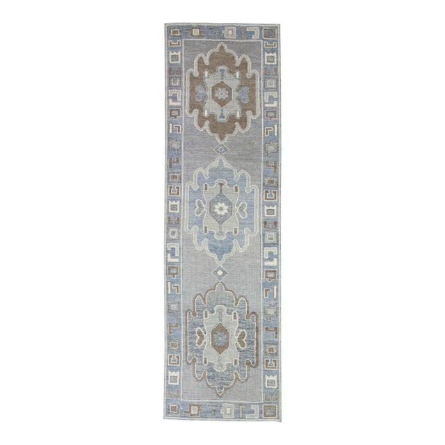 Modern Turkish Oushak Rug 2'10" x 9'6" For Sale