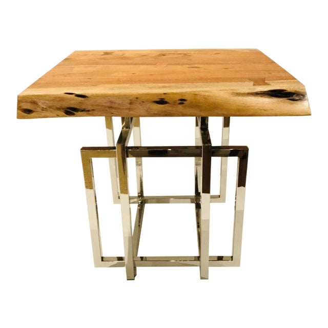 Mid-Century Modern Style Live Edge Wood End Table For Sale