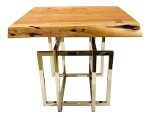 Mid-Century Modern Style Live Edge Wood End Table