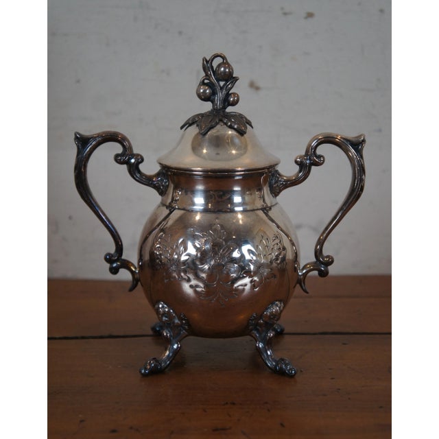 Vintage Sheridan Silver Plate Hand Chased Floral Tea Coffee Pitcher Set- 4 Pieces For Sale - Image 6 of 13