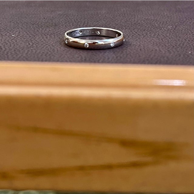 Transparent 8 Flush Set Bezel Diamond Eternity Wedding Band in 14 Karat White Gold For Sale - Image 8 of 18