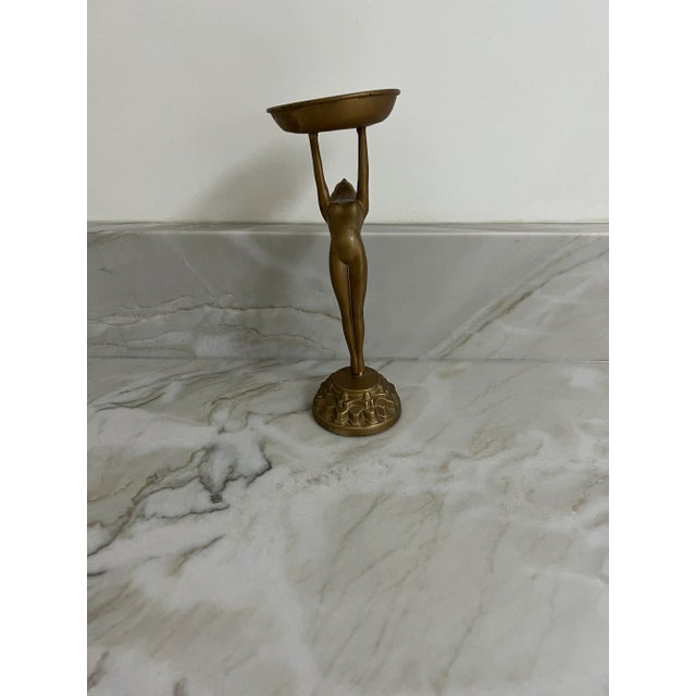 1920's Art Deco Frankart Style Nude Woman Smoking Standing Ashtray For Sale - Image 9 of 11