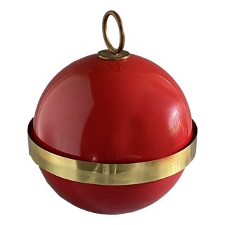 Space Age Round Red Ice Bucket, Italy, 1970s For Sale