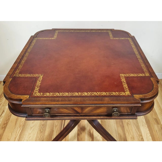 Vintage American Mahogany Gilt Tooled Leather Top Side End Table - Heirloom by Weiman For Sale - Image 9 of 16