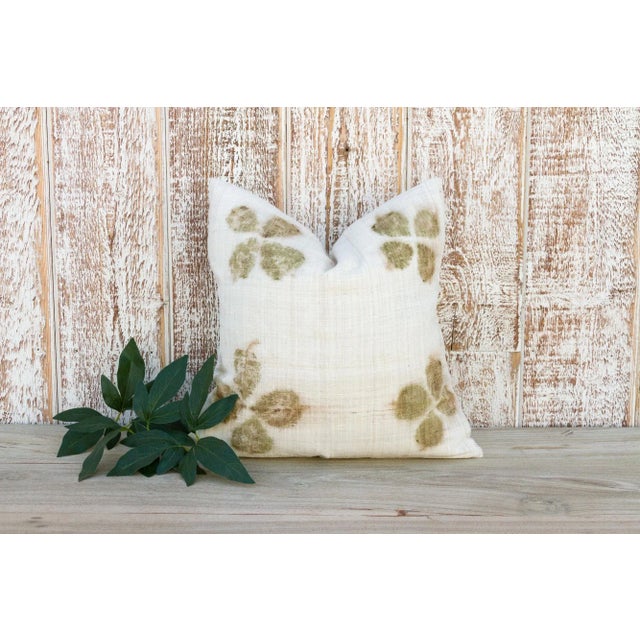Vintage Lemla Leaf Printed Organic Silk Pillow For Sale - Image 9 of 10