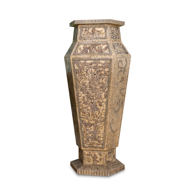 Mid 20th Century Pair of Monumental Oversized Bone Pedestals With Intricate Detail Design For Sale - Image 5 of 8