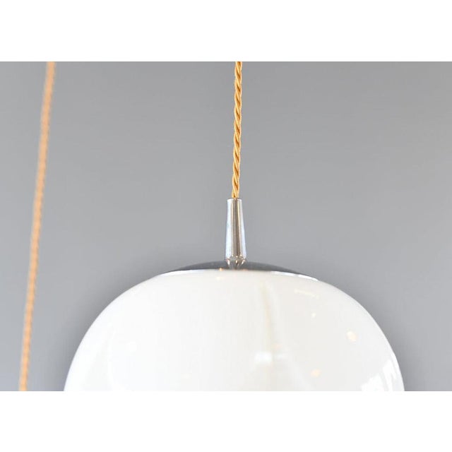 Glass Mid-Century Opaline Pendant Lights by Peill & Putzler, 1960s, Set of 2 For Sale - Image 7 of 10