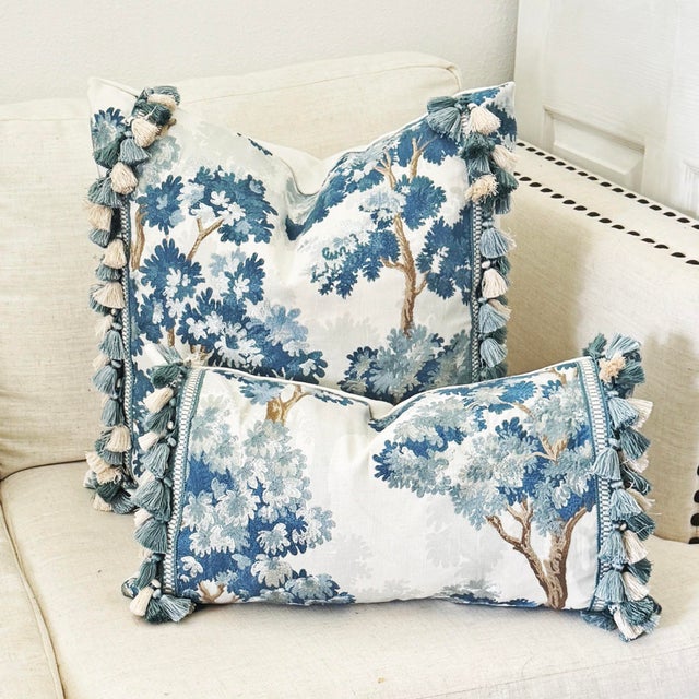 La Canopée Lumbar Pillow With Tassel Trim - Cascade For Sale - Image 4 of 5