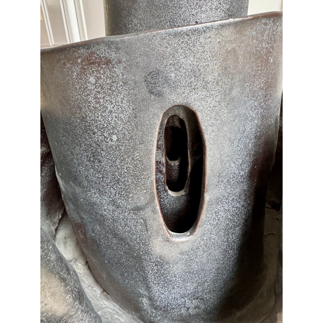 Monumental 1970s Brutalist Signed Studio Pottery Spiral Sculpture / Vessel / Vase For Sale - Image 4 of 13
