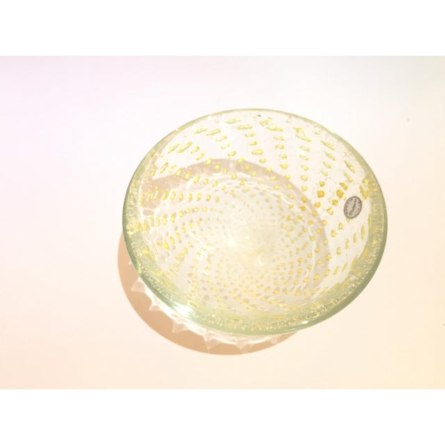 Gold Infused Bubbles Italian Murano Glass Bowl For Sale In Miami - Image 6 of 12