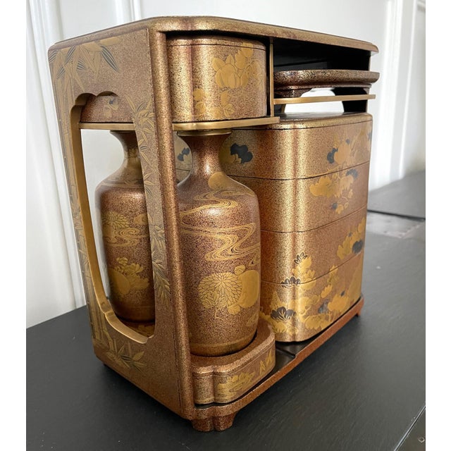 Japanese Maki-e Lacquerware Portable Picnic Set Sagejubako For Sale - Image 17 of 18