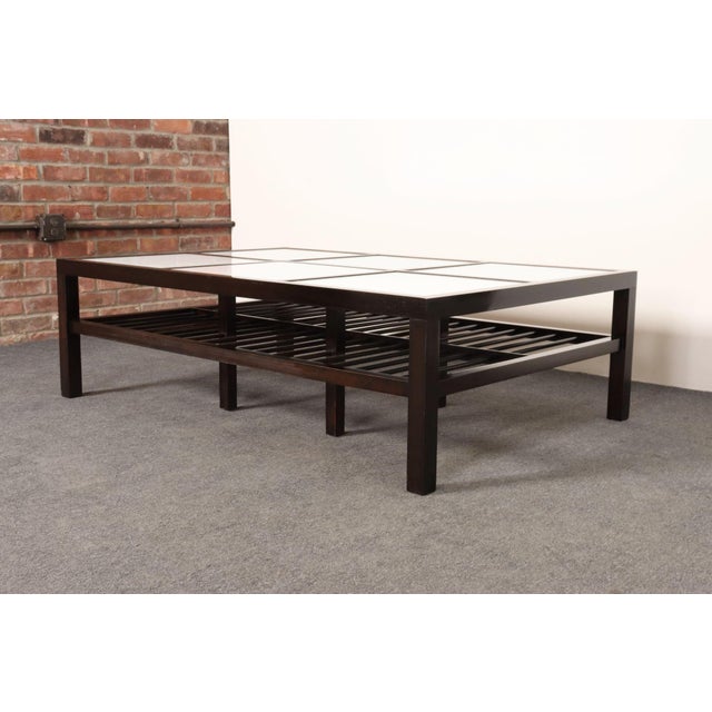 Mid-Century Modern Vintage Ebonized Wood and Vitrolite Glass Coffee Table by Van Keppel and Green For Sale - Image 3 of 18