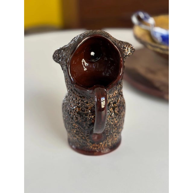 1997 Signed Ned Foltz Redware Lamb Pitcher, Mint Condition For Sale - Image 4 of 7