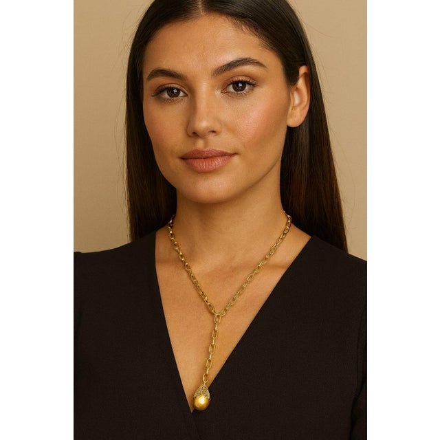 Bochic “Capri” Vintage Baroque Pearl & Multi Sapphire Necklace Set in 18K & Silv For Sale In New York - Image 6 of 7