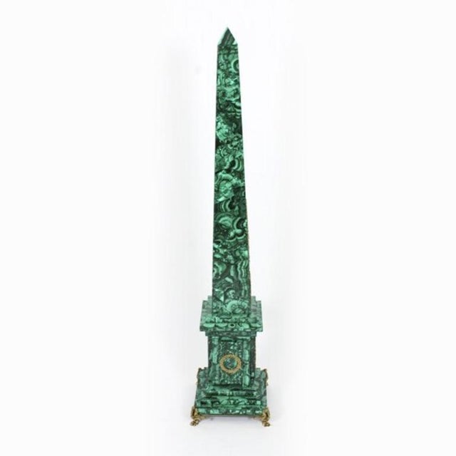 Vintage Monumental Ormolu Mounted Malachite Obelisks on Stands, 1920s, Set of 4 For Sale - Image 18 of 18