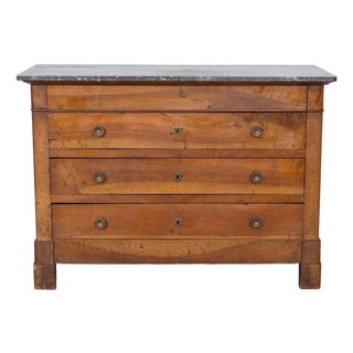 1940s French Carved Oak and Marble Dresser For Sale