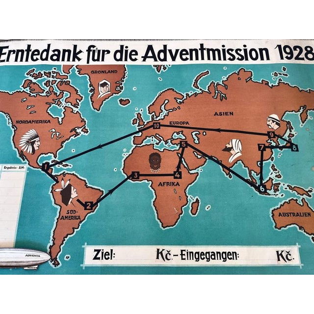 Vintage German Airship Travel Poster, 1930s For Sale - Image 4 of 10