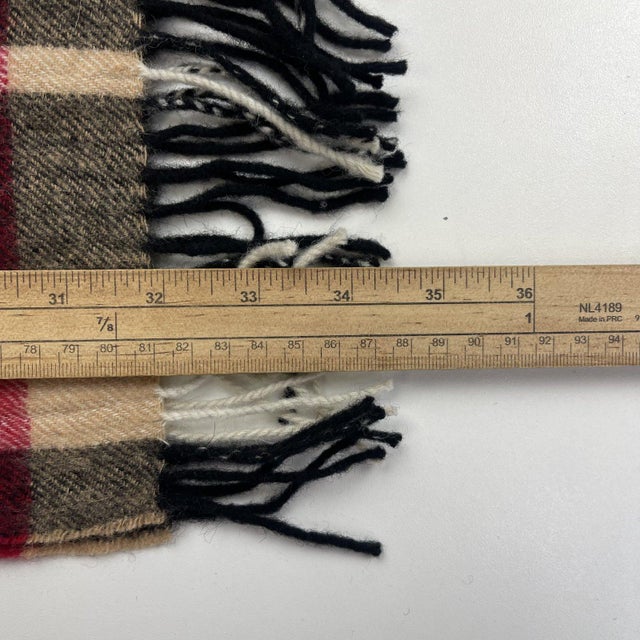Beige Burberry Beige Plaid 100% Wool Scarf For Sale - Image 8 of 8