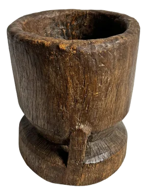 Mid 20th Century Old India Wood Pestle Pot