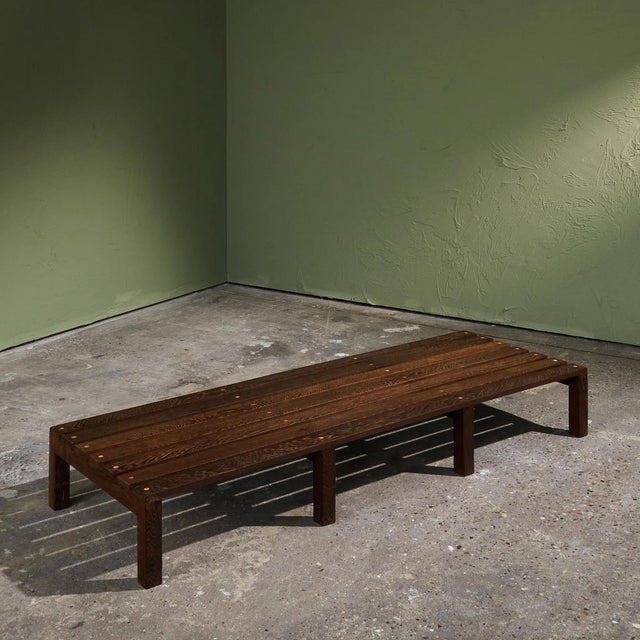 Architectural Slatted Bench in Wengé, Netherlands, 1960s For Sale - Image 11 of 11