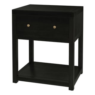 Nora 21 in. W Rectangular Wood 1 Drawer Small Nightstand with Lower Open Shelf, Antique Coffee For Sale