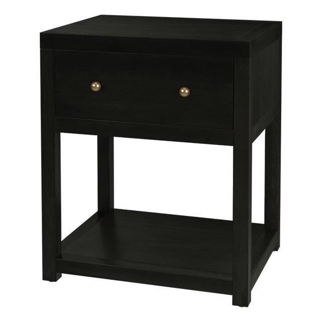 Nora 21 in. W Rectangular Wood 1 Drawer Small Nightstand with Lower Open Shelf, Antique Coffee For Sale