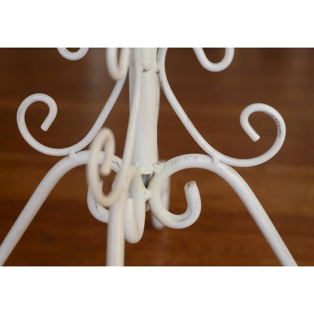 Vintage Sculptural French Country White Metal Candelabra Stand For Sale - Image 12 of 13