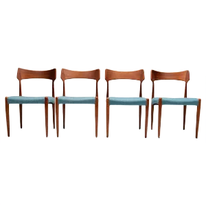Dining Room Chairs by C. Linneberg for B. Pedersen, Denmark, 1970s, Set of 4