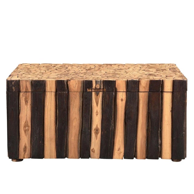 Far Pavilions Rustic Ribbed Solid Wood Chest For Sale - Image 4 of 6