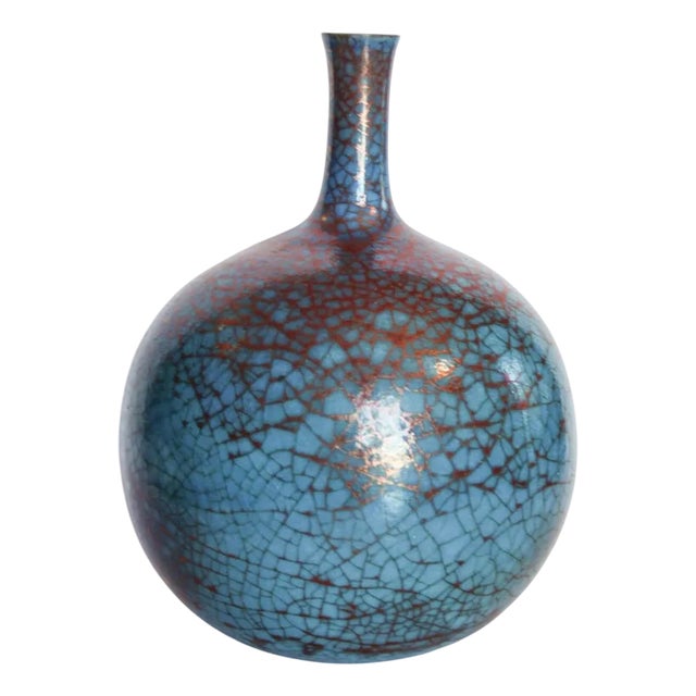 Blue Spherical Vase Sculpture in Ceramic Stoneware by Carlo Zauli, 1970s For Sale