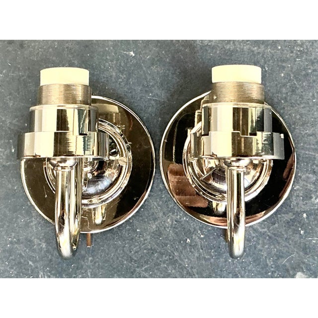 Vintage Boho Vaughan Polished Nickel Light Sconce - A Pair For Sale - Image 4 of 11