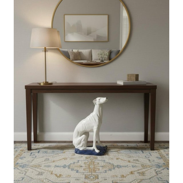 2020s Mid-Century Italian Style White Glazed Ceramic Greyhound Statue For Sale - Image 5 of 7