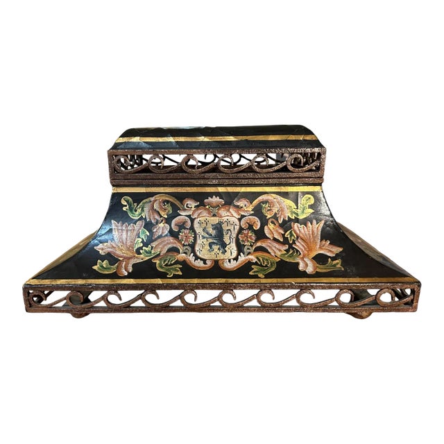 Vintage Italian Renaissance Style Tole Metal Box For Sale
