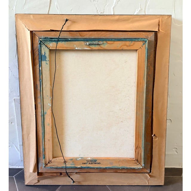 Mid 20th Century Mid 20th Century Original Still Life Yellow Flowers in Green Pot Oil on Canvas, Framed For Sale - Image 5 of 10