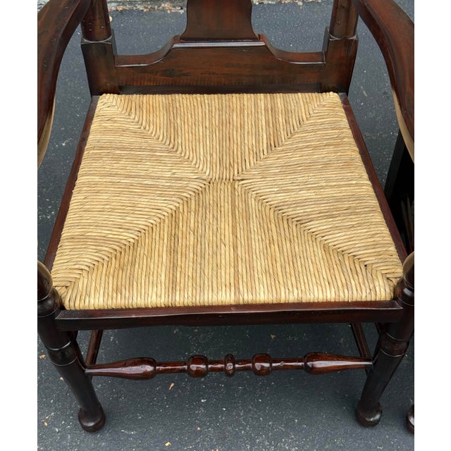 Wood Rustic 18th Century Inspired English Country Armchairs - A Pair For Sale - Image 7 of 12