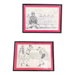 Pair of Rare James Montgomery Flagg Harper's Weekly 1907 Mid-Century Modern Re-Prints — "Science" & "Politics" — Framed For Sale