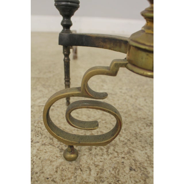 Pair Antique Brass 18th C. Style Andirons For Sale - Image 12 of 13