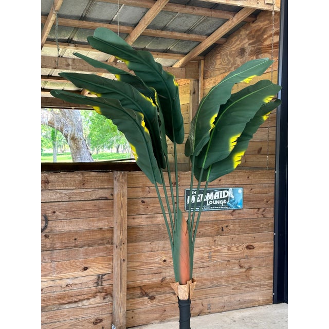 Beautiful Coastal tropical canvas traveler palm tree with seven detachable, interchangeable leaves, painted finish and...