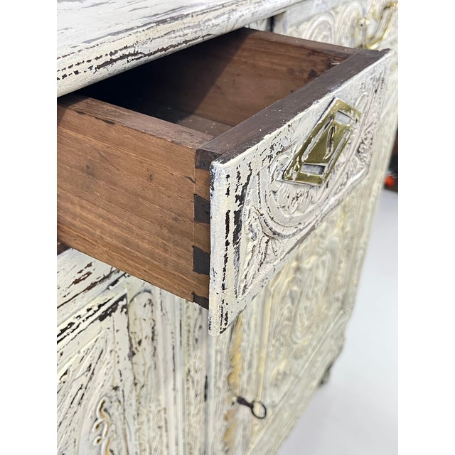 Period French Provincial Louis XV White Washed Credenza or Sideboard For Sale - Image 4 of 18