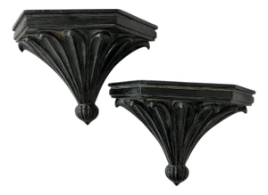 Neoclassical Regency Style Decorative Wall Brackets Shelves - A Pair