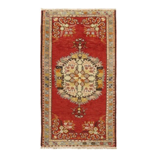Vintage Circa 1940 Turkish Red Oushak Area Rug, 3ft 3in X 6ft 1in For Sale