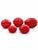 A graduated set of five vintage carved wooden fish temple blocks in a beautiful watermelon-red finish with gold-tone and...