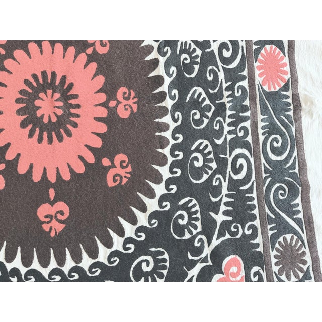 Decorative Vintage Suzani Tablecloth From Uzbek For Sale In New York - Image 6 of 8