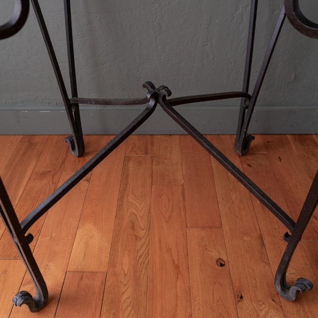 French Art Deco Black Wrought Iron Outdoor Patio Garden Table For Sale - Image 10 of 18