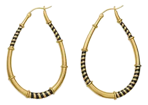Tear Drop Earring With Striped Enamel Details- Set of 2