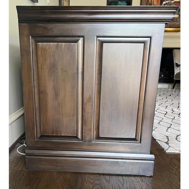 Maitland - Smith Exceptional Custom Solid Maple Media Console / Credenza With Pocket Doors & Integrated Power For Sale - Image 4 of 8